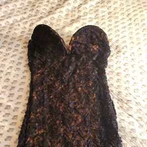 LA PERLA BLACK LACE BUSTIER SLIP DRESS